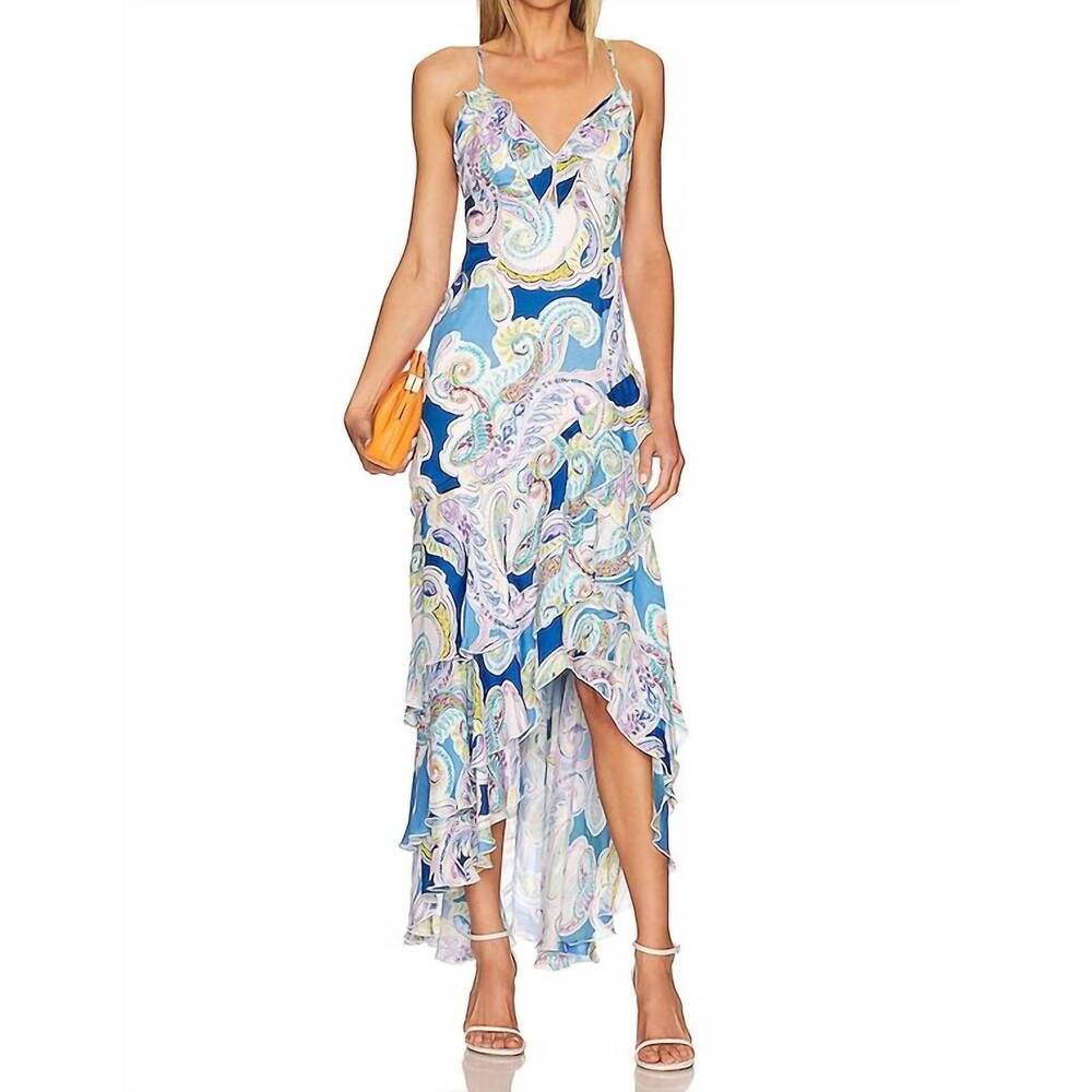 NEW MILLY edra summer paisley dress in blue multi